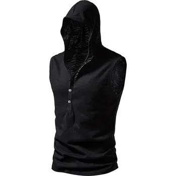 Pánská vesta Bavlněná pánská vesta s kapucí Barva: Černá, Velikost: S