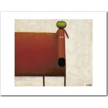 Obraz Plakát Červený Pes s Jablkem plakát obraz 30x24cm bez rámu 30 x 24 cm