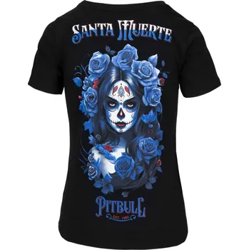 Dámské tričko PitBull West Coast - dámské triko SANTA MUERTE BLUE černé velikost: XS