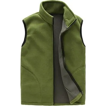 Pánská softshellová bunda Teplá pánská vesta fleecová na zip bez kapuce Barva: Tmavě Zelená, Velikost: M