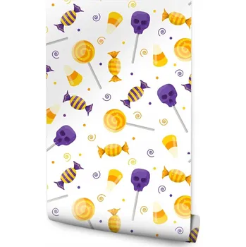 Tapeta Tapety do ložnice Bonbóny Lízátka Halloweenská dekorace