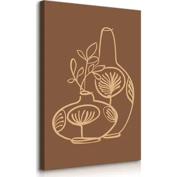 Obraz OBRAZ NA PLÁTNĚ LINE-ART ABSTRAKCE STYL BOHO LISTY PŘÍRODA 40x50