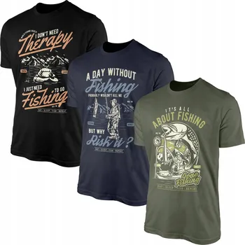 Pánské tričko Pánská trička pro rybáře Sada 3 x T-shirt Tričko 100% Bavlna 3 ks