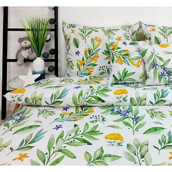 Povlečení Bavlna Povlečení PREMIUM, barevné květiny, exotické listy, 220x200+2/70x80