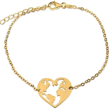 Náramek Náramek Srdce Globe zlatý stříbro 925 2425