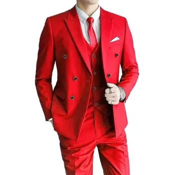 Pánský oblek Společenský oblek MC448 Velikost: 3XL, Barva (Varianta): Sada 3 ks červená