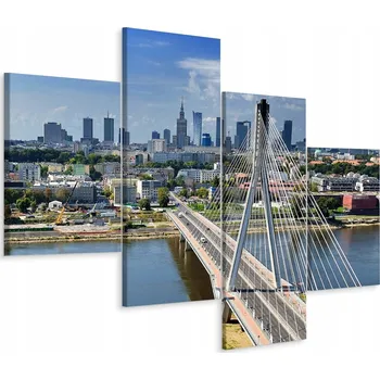 Obraz Obraz na plátně Varšava Most s výhledem 4 díly 80x50