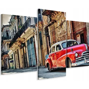 Obraz Obraz Triptych KUBA Červené Auto Dekorace 3D 60x40