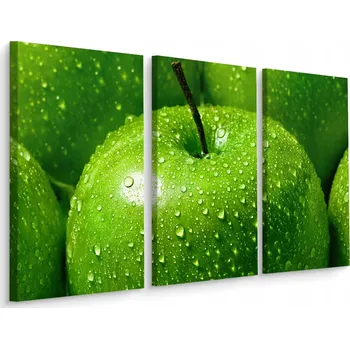Obraz Obraz Triptych Zelená JABLKA v Makro Měřítku 60x40