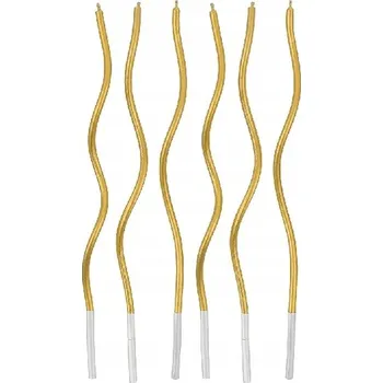 Dortová svíčka Narozeninové svíčky 6 Ks Kroucené Zlaté