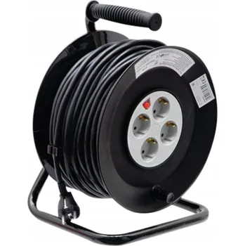 Napájecí kabel Prodlužovací Kabel na bubnu Granit 50 m, 4 ks, černý