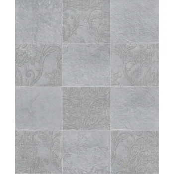 Tapeta Modrá tapeta vzorované dlaždice s rostlinným ornamentem vinylová na vliesu