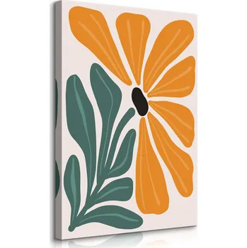 Obraz OBRAZ DO OBÝVÁKU ORANŽOVÁ KVĚTINA ABSTRAKCE PŘÍRODA LISTY 40x50