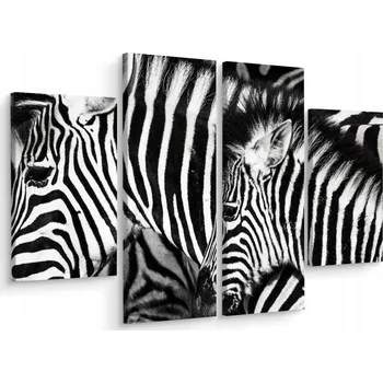 Obraz Čtyřdílný obraz STÁDO Zeber Zvířata 3D 80x60