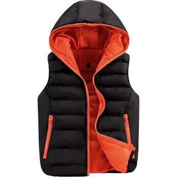 Pánská móda Pánská prošívaná vesta s kapucí a kontrastní podšívkou Barva: Oranžová, Velikost: M