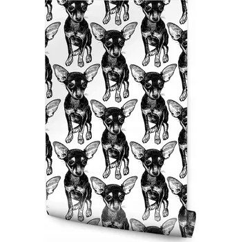 Fototapeta Tapeta na zeď ČERNO-BÍLÉ Štěňata Psi Dekorace