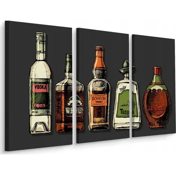 Obraz Třídílný obraz Malované láhve WHISKEY 60x40