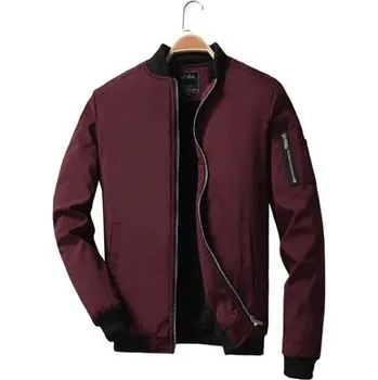 Klasická pánská bunda zateplená na zip bez kapuce Barva: Červená, Velikost: 9XL