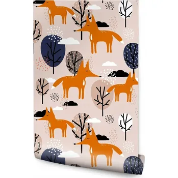 Fototapeta Tapeta do dětského pokoje zvířátka liška stromy