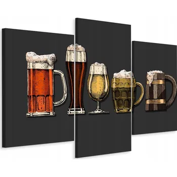 Obraz Obraz Triptych Sada Půllitrů Piva Retro Styl 60x40