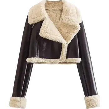 Dámský křivák Zimní kožený křivák s kožešinou Barva: Hnědá, Velikost: XL