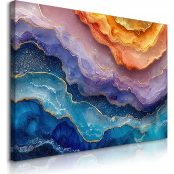 Obraz VELKÝ OBRAZ DO OBÝVÁKU BAREVNÝ MARMOR PASTELOVÉ BARVY ABSTRAKCE GLAMOUR 70x50