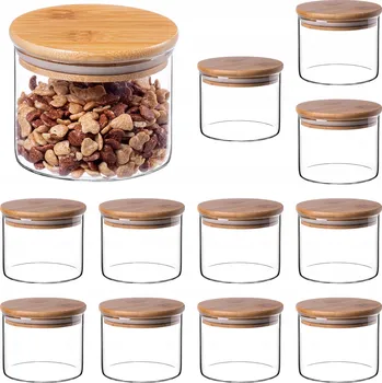 Dóza na potraviny SKLENĚNÉ NÁDOBY NA POTRAVINY SADA KOŘENÍ S VÍČKEM SKLENICE 550ml 12 Ks