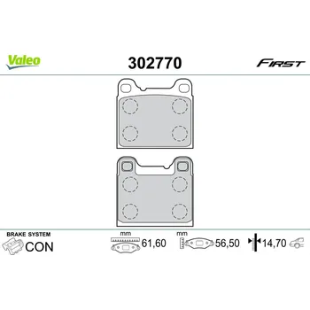 Brzdová destička Sada brzdových destiček, kotoučová brzda VALEO 302770