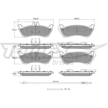 Brzdová destička Sada brzdových destiček, kotoučová brzda TOMEX TX 12-85