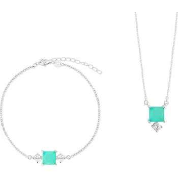Souprava šperků Set Green Glow retizek a naramek stribro 925