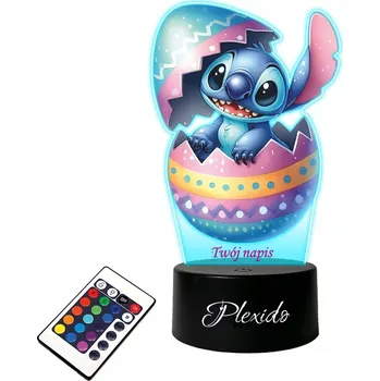 Dekorativní svítidlo LAMPKA NA SKLE Stich Ve Vejci Kraslice Velikonoce LED RGB + DÁLKOVÝ OVLADAČ 16 BAREV