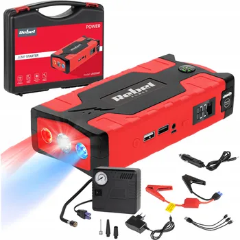 Powerbanka Startovací zdroj - powerbanka se startovacími kabely a kompresorem