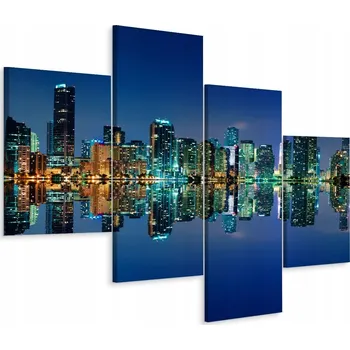 Obraz Čtyřdílný obraz Miami - noční horizont 3D 80x50