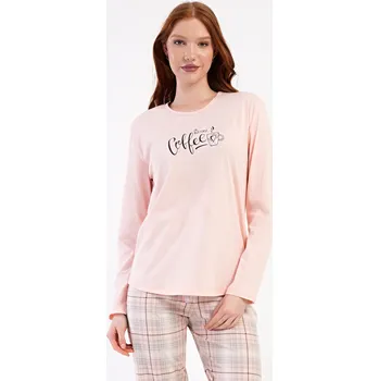 Dámské pyžamo Vienetta Dámské pyžamo dlouhé Coffee Barva: Šedá, Velikost: S