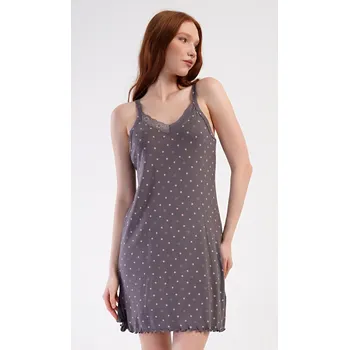 Dámská noční košile Vienetta Dámská noční košile na ramínka Samanta Barva: Hnědá, Velikost: 4XL