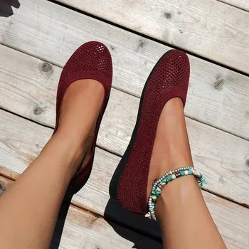 Dámské lodičky Siťované letní baleríny Barva: Červená, Velikost: 41