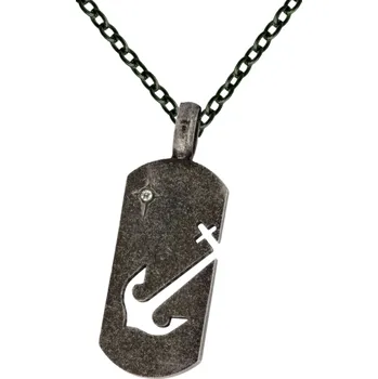 Náhrdelník Pánský náhrdelník Černá Známka s kotvou