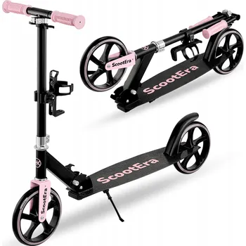 Koloběžka Dvoukoloběžka Happy Kiddo kovová skládací černá růžová 200 mm