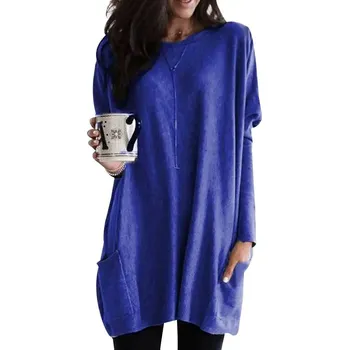 Dámská tunika Dámská tunika s ozdobným švem Barva: Modrá, Velikost: 4XL