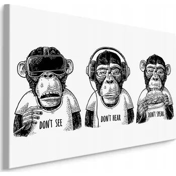 Obraz Obraz Canvas Černobílé OPICE Retro Styl 30x20