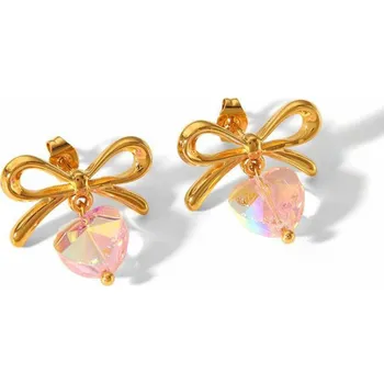 Náušnice Náušnice Mašle se srdíčky Gold 403