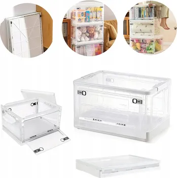 Úložný box Box Skládací kontejner s klopou Úložný box na oblečení Hračky Stohovatelný bílý 40L