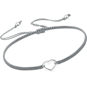Náramek Náramek Srdce & pletená šňůrka Barva: šedivá