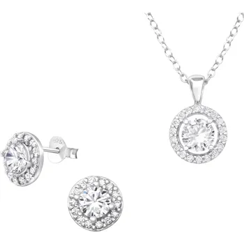 Souprava šperků Set náušnice + řetízek malý Kruh & Zirkony + dárková krabička 2694