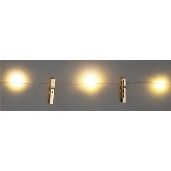 Vánoční dekorace Home Styling Collection LED světelný řetěz s ozdobnými kolíčky, 230 cm, zlatý