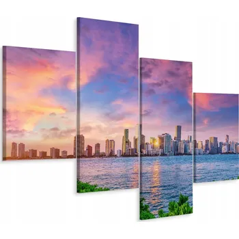 Obraz Čtyřdílný obraz MIAMI Západ Slunce 3D Efekt 80x50