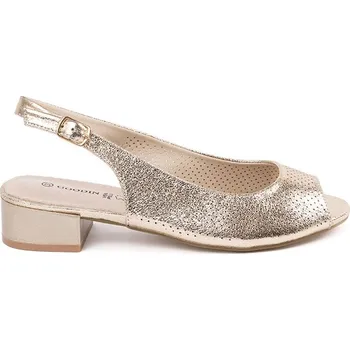 Dámské sandále Goodin Jedinečné zlaté dámské sandály na nízkém podpatku 40