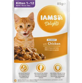 Krmivo pro kočku Kapsička IAMS Delights Kitten kuře v omáčce 85g