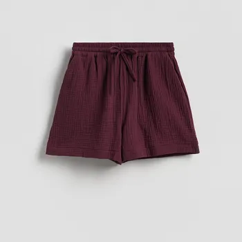 Reserved - Šortky z bavlněného mušelínu - hnědá - 267BV-83X - 267BV-83X-L