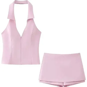 Souprava 2v1 elegantní vest as límečkem a mini sukně Barva: Barevná, Velikost: XS